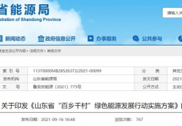 地方政策丨《山東省“百鄉千村”綠色能源發展行動實施方案》